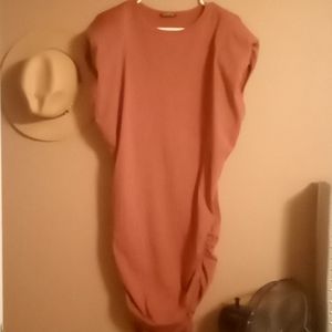 Shoulder pad orange dress